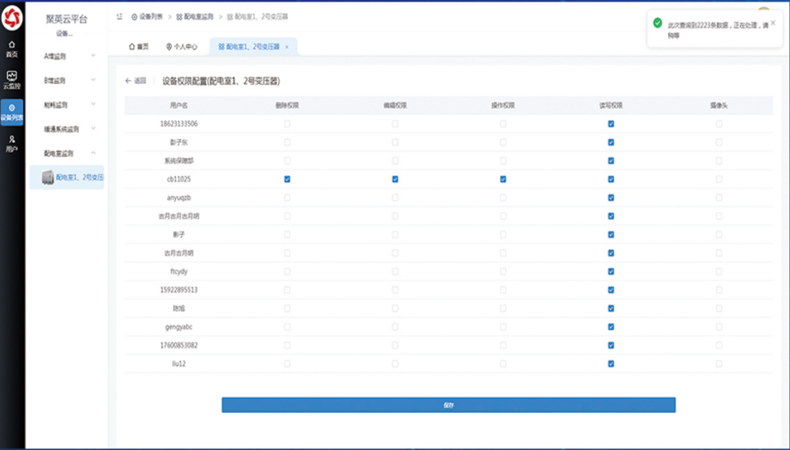 聚英動(dòng)環(huán)監(jiān)測平臺(tái)權(quán)限管理功能