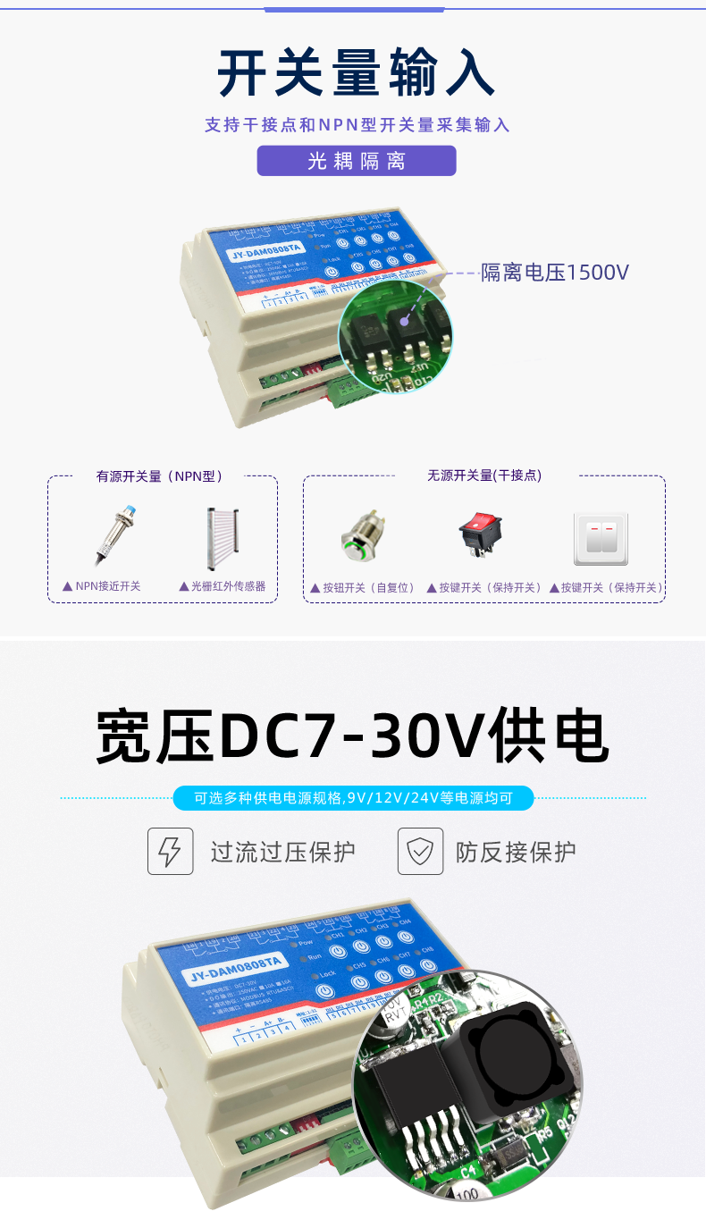 DAM-0808TA 工業(yè)級(jí)網(wǎng)絡(luò)數(shù)采控制器開(kāi)關(guān)量輸入