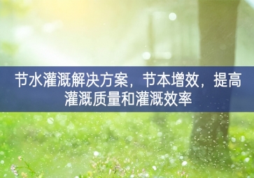 「智慧環(huán)保」節(jié)水灌溉解決方案，節(jié)本增效，提高灌溉質(zhì)量和灌溉效率